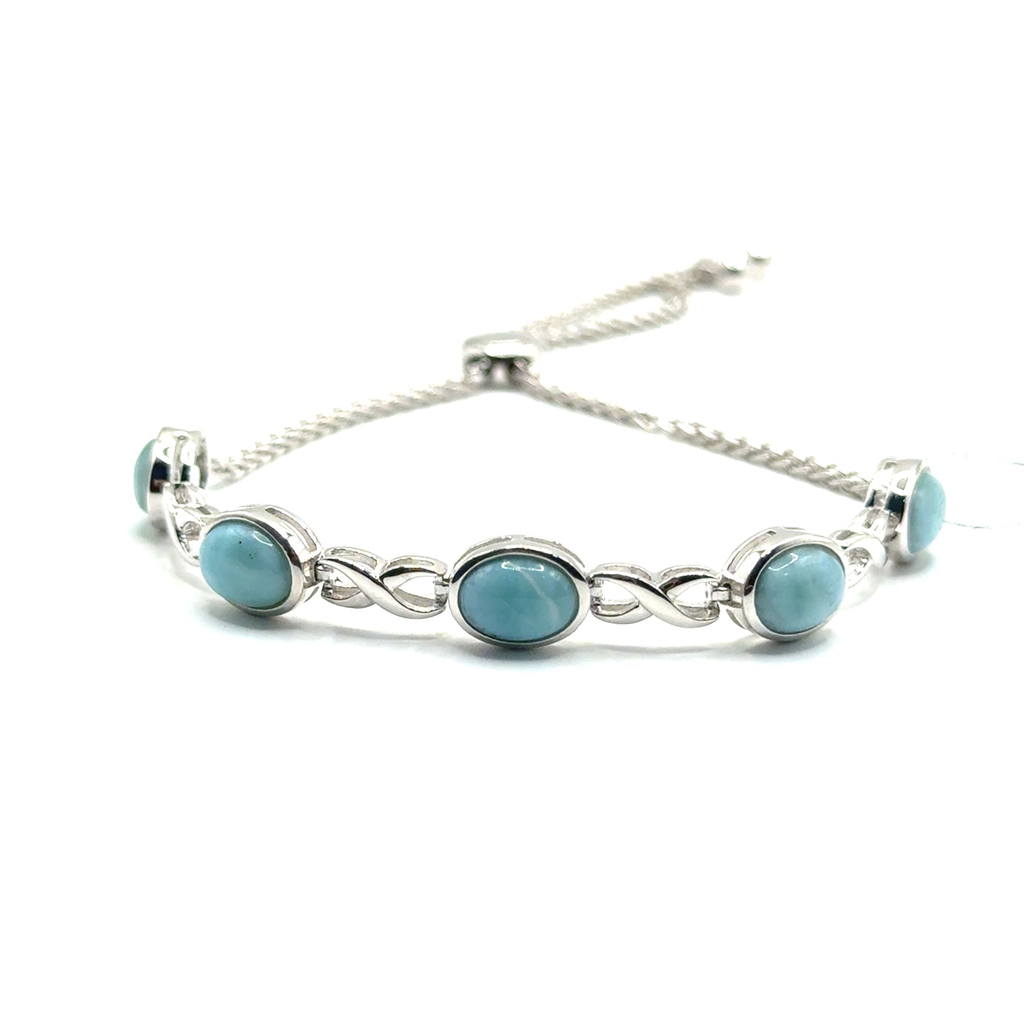 Pulsera Ajustable de Larimar en Plata 925 (5.5cts)