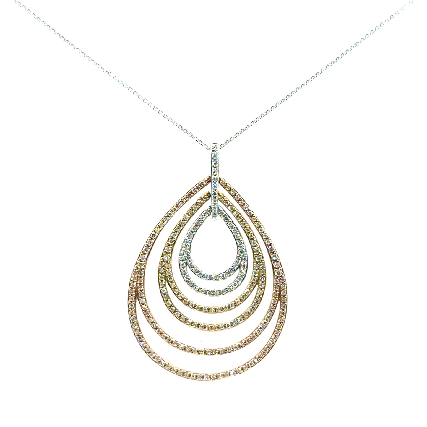 Collar de Diamantes en Oro Tres Tonos de 14K