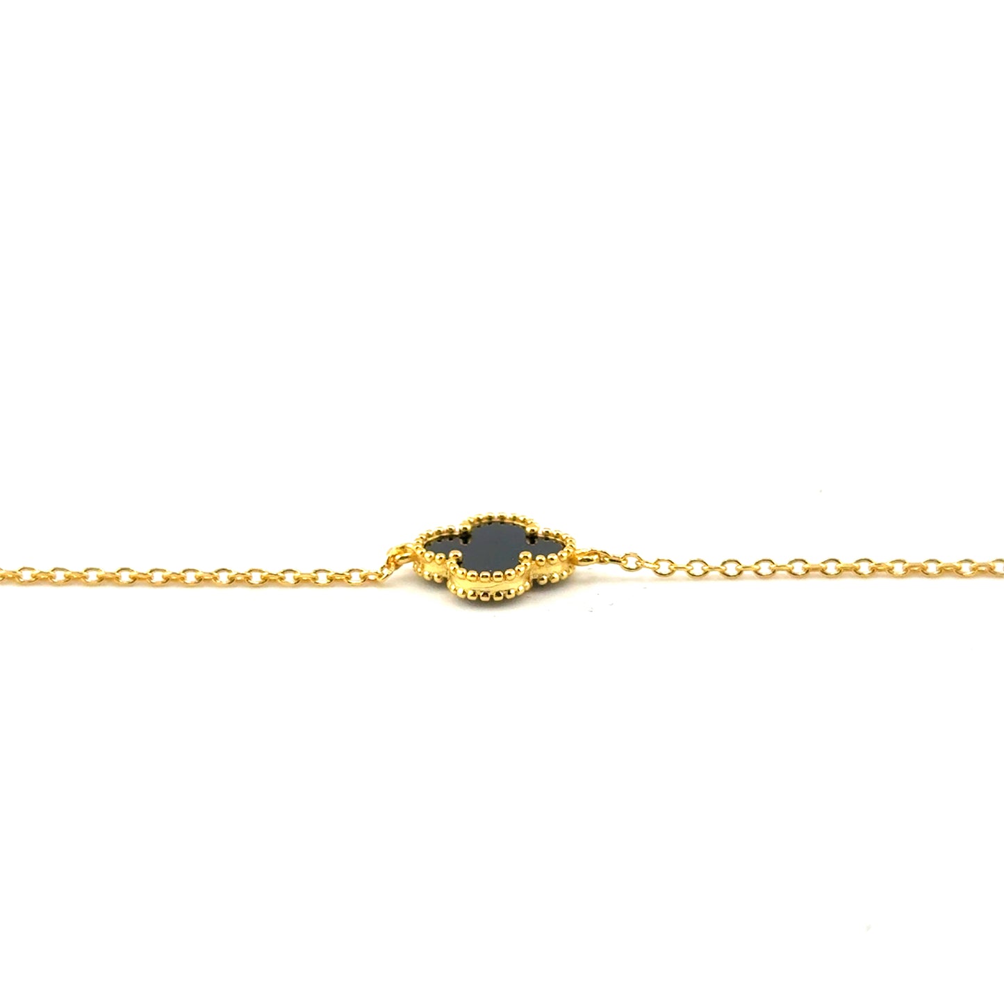 Pulsera (Trebol ónix negro) en plata