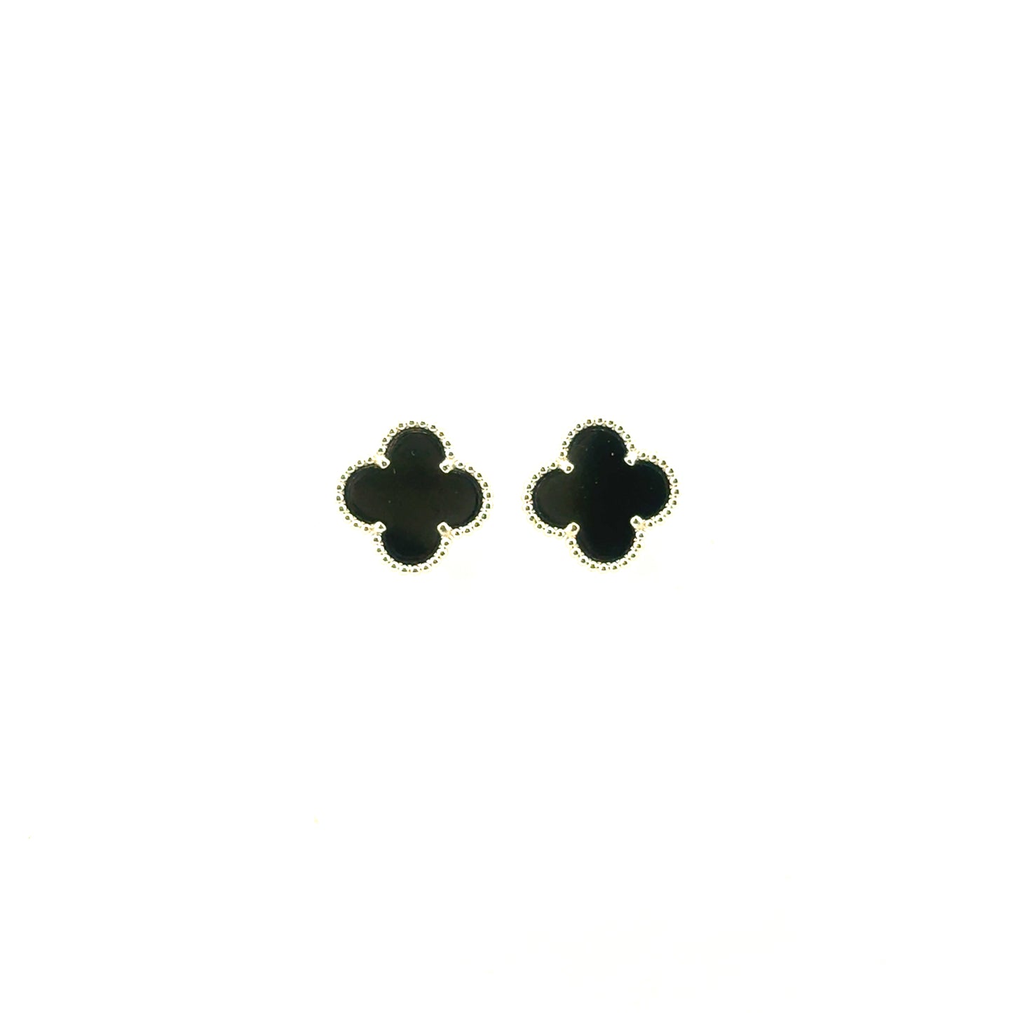 Aretes Trébol (negro ónix) en Plata