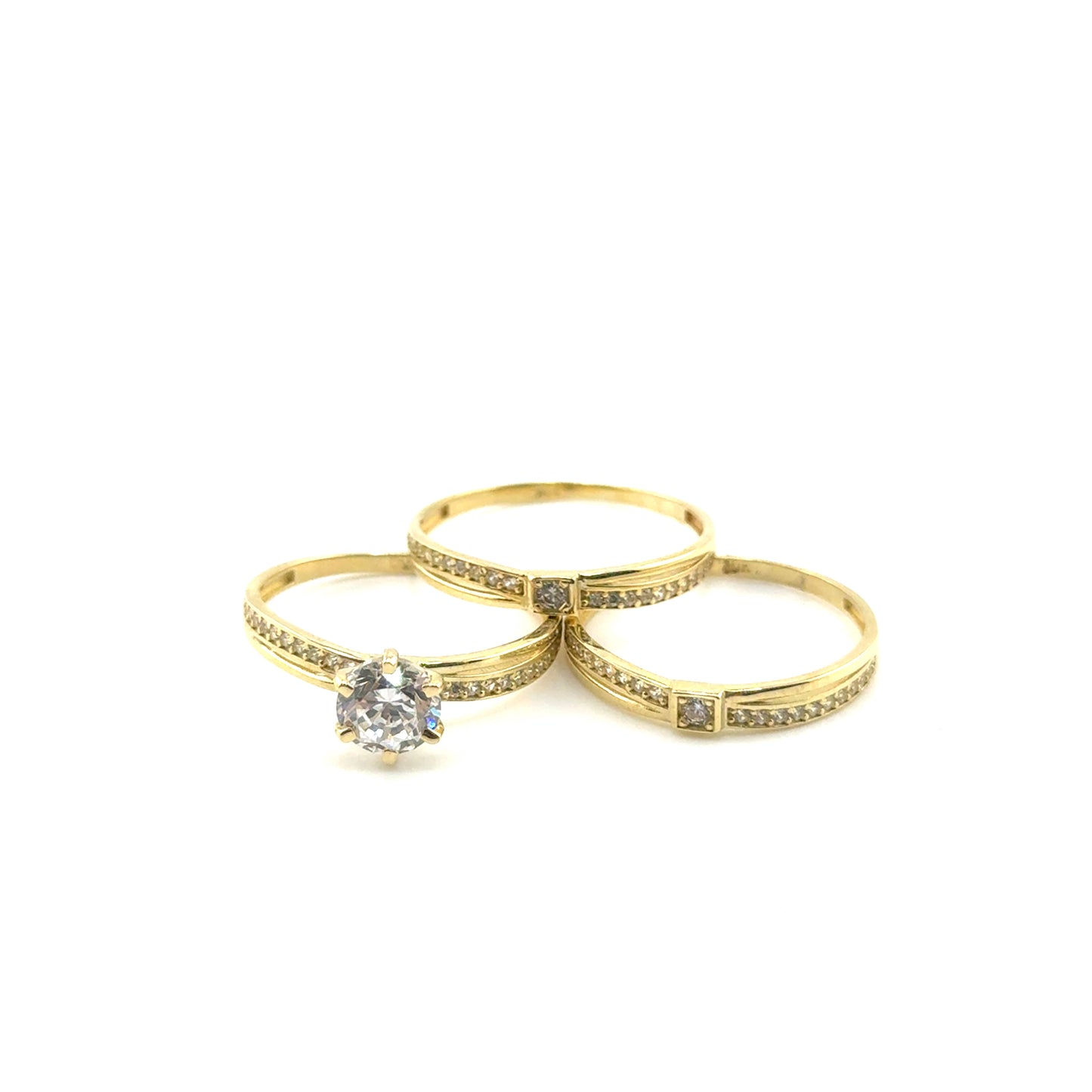 Trio de Boda en Oro con Circones