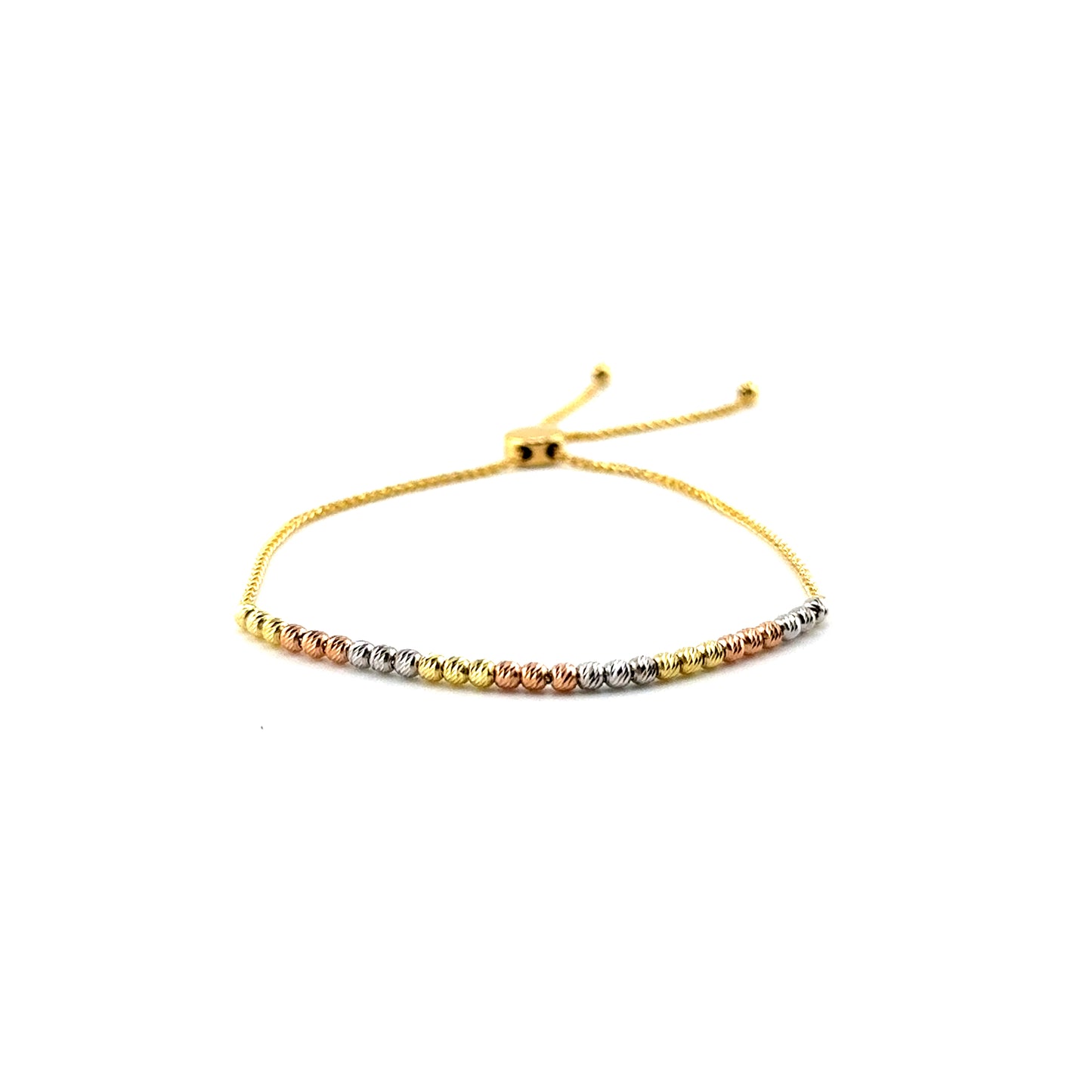 Pulsera (ajustable) en Oro Tres Tonos (bolitas)