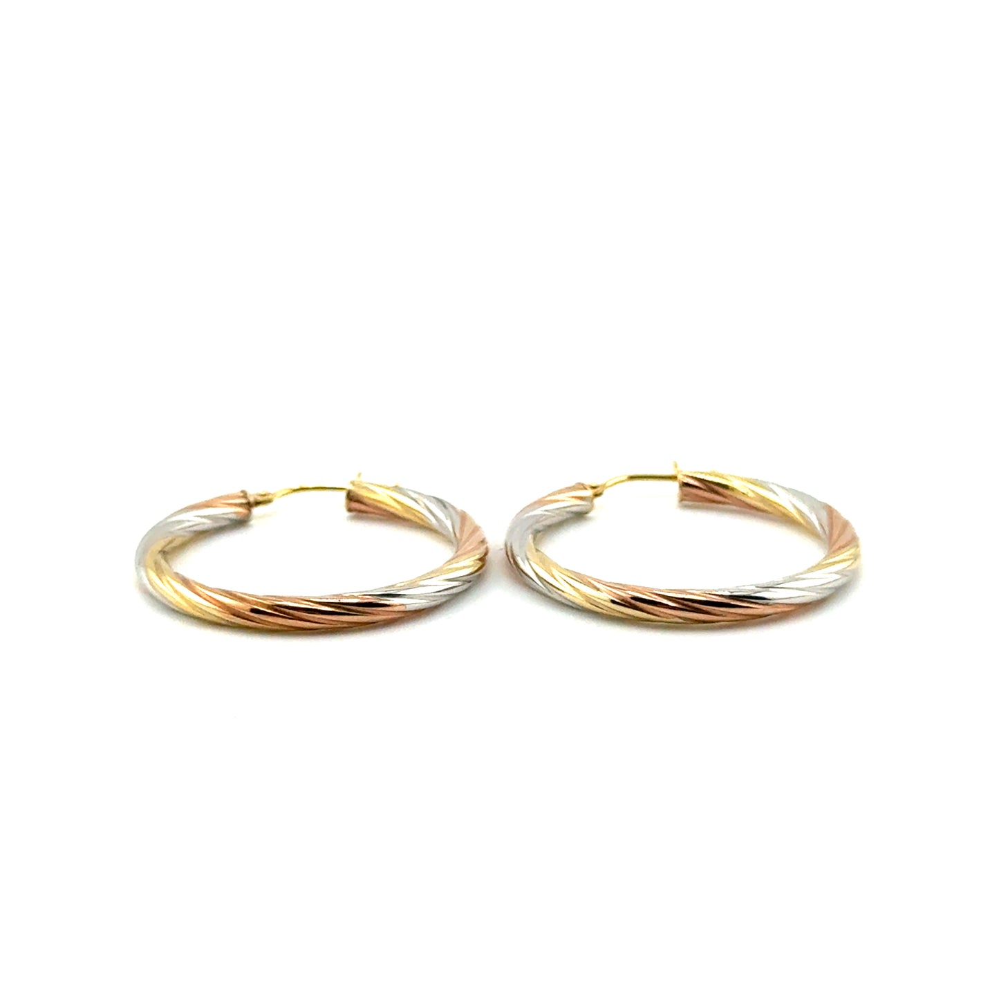 Argollas (retorcidos) en Oro 10K tres tonos