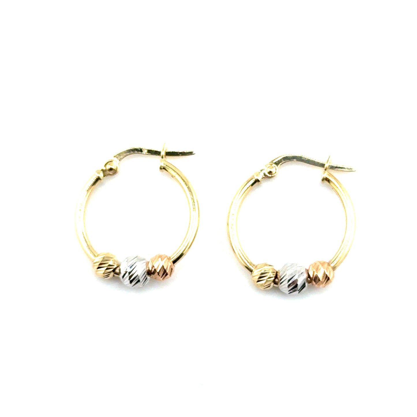 Argollas (bolitas) Oro 10K Tres Tonos