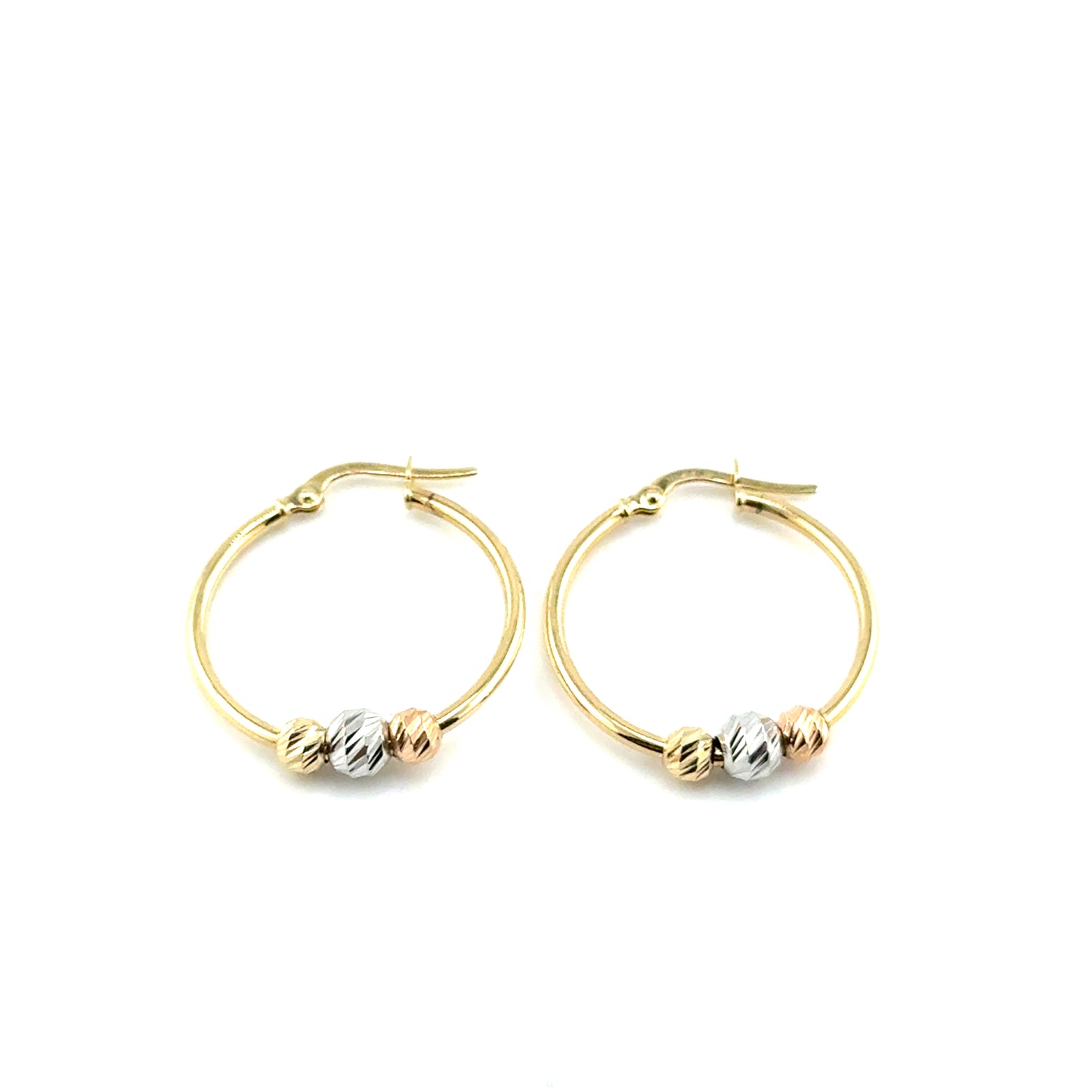 Argollas (bolitas) Oro 10K Tres Tonos