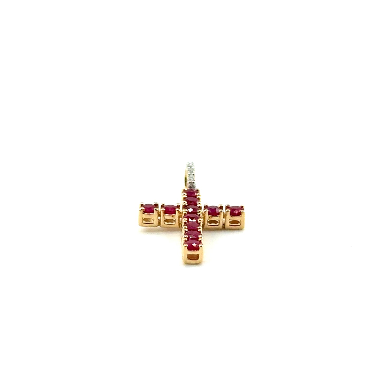 Dije Cruz de Rubi en Oro 14K