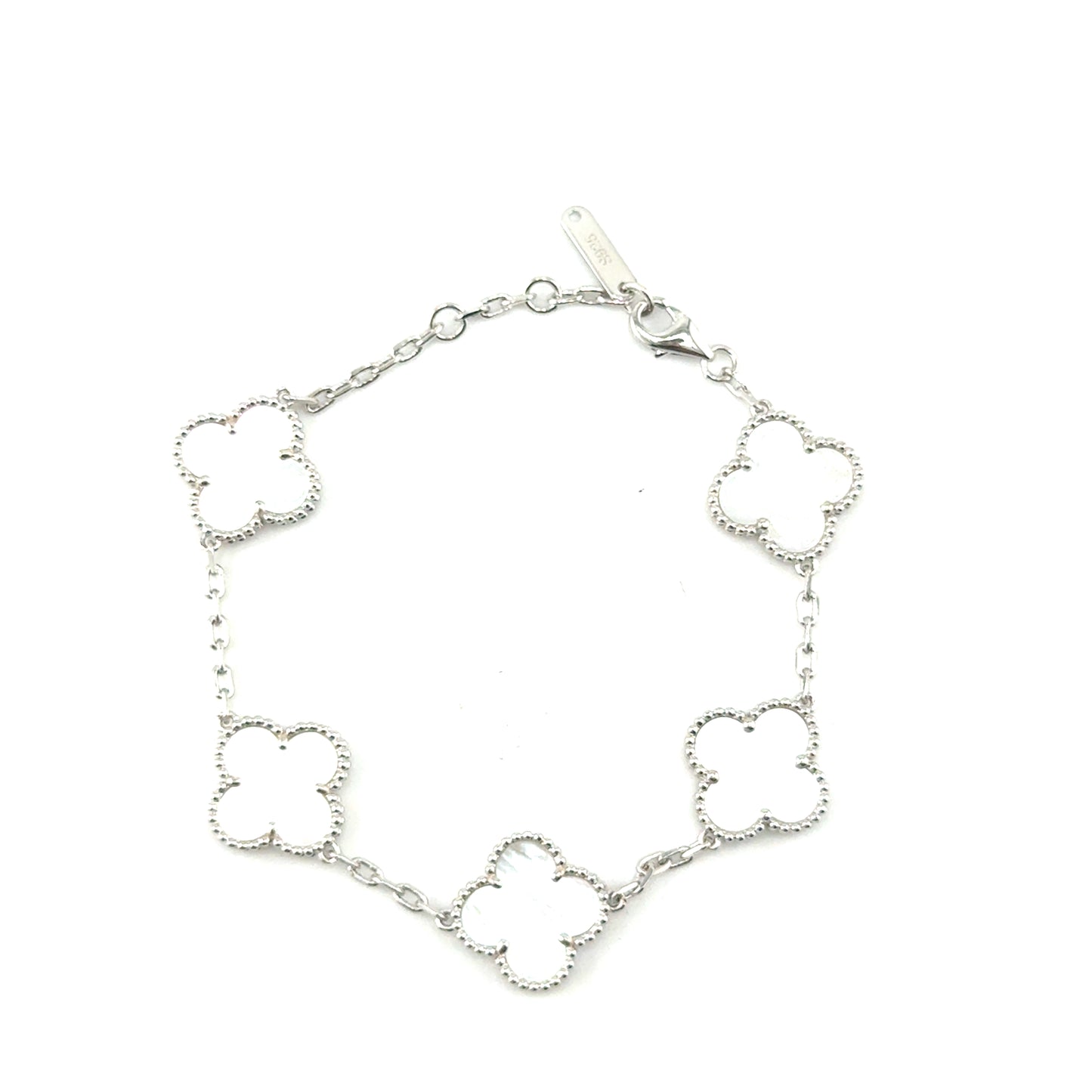 Pulsera Trébol (madre de perla) en Plata