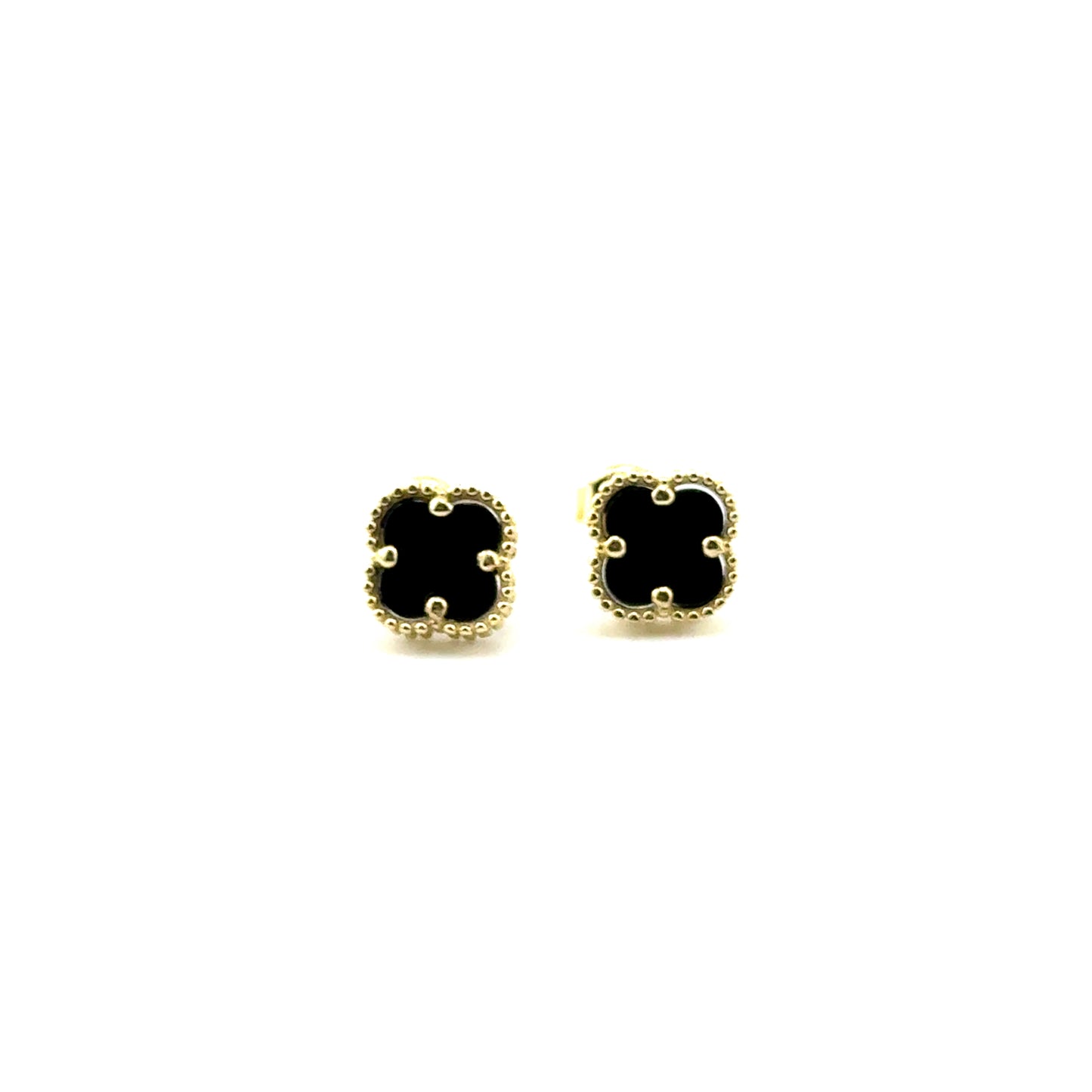 Aretes Trebol (negro) en Oro 10k