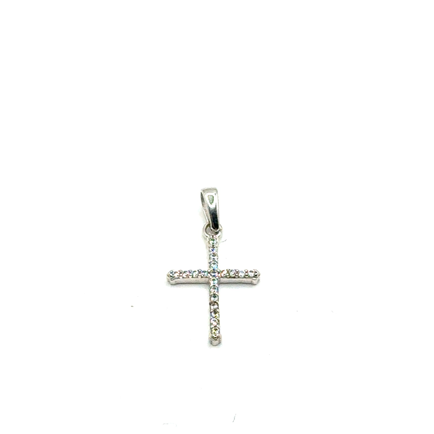 Dije Cruz en Oro Blanco 14K
