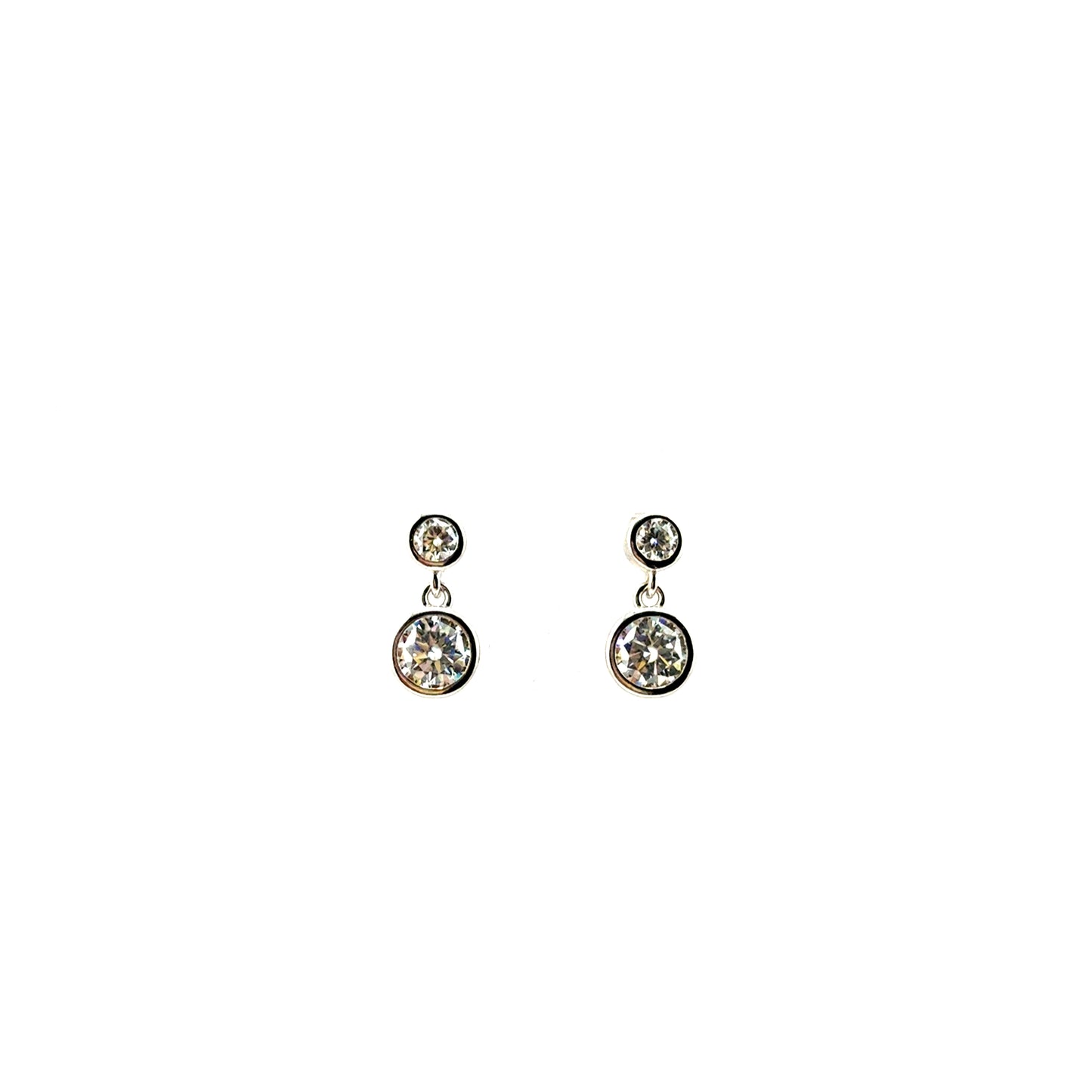 Aretes (doble bisel) de Moissanita en Plata
