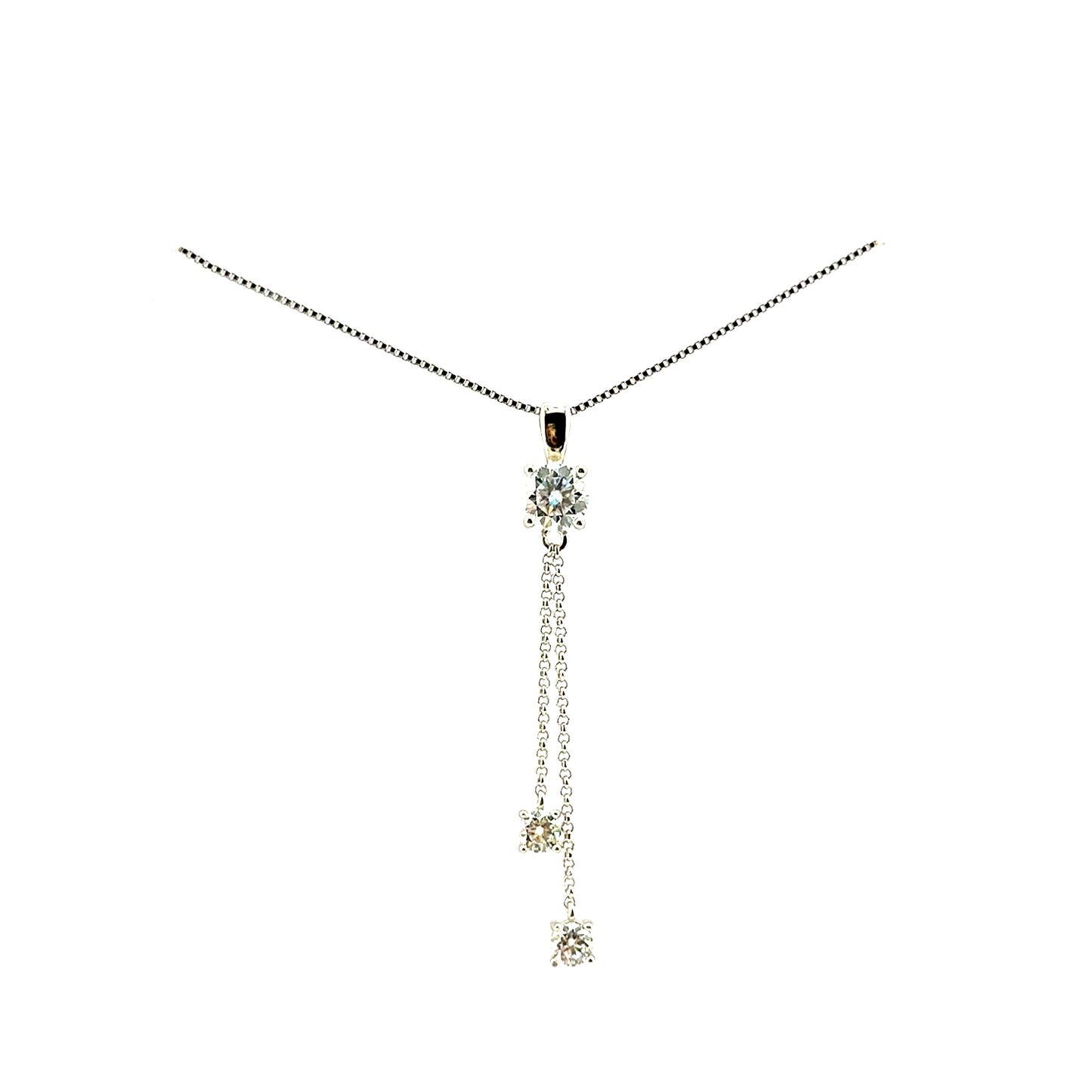 Collar (tipo lazo) de Moissanita en Plata