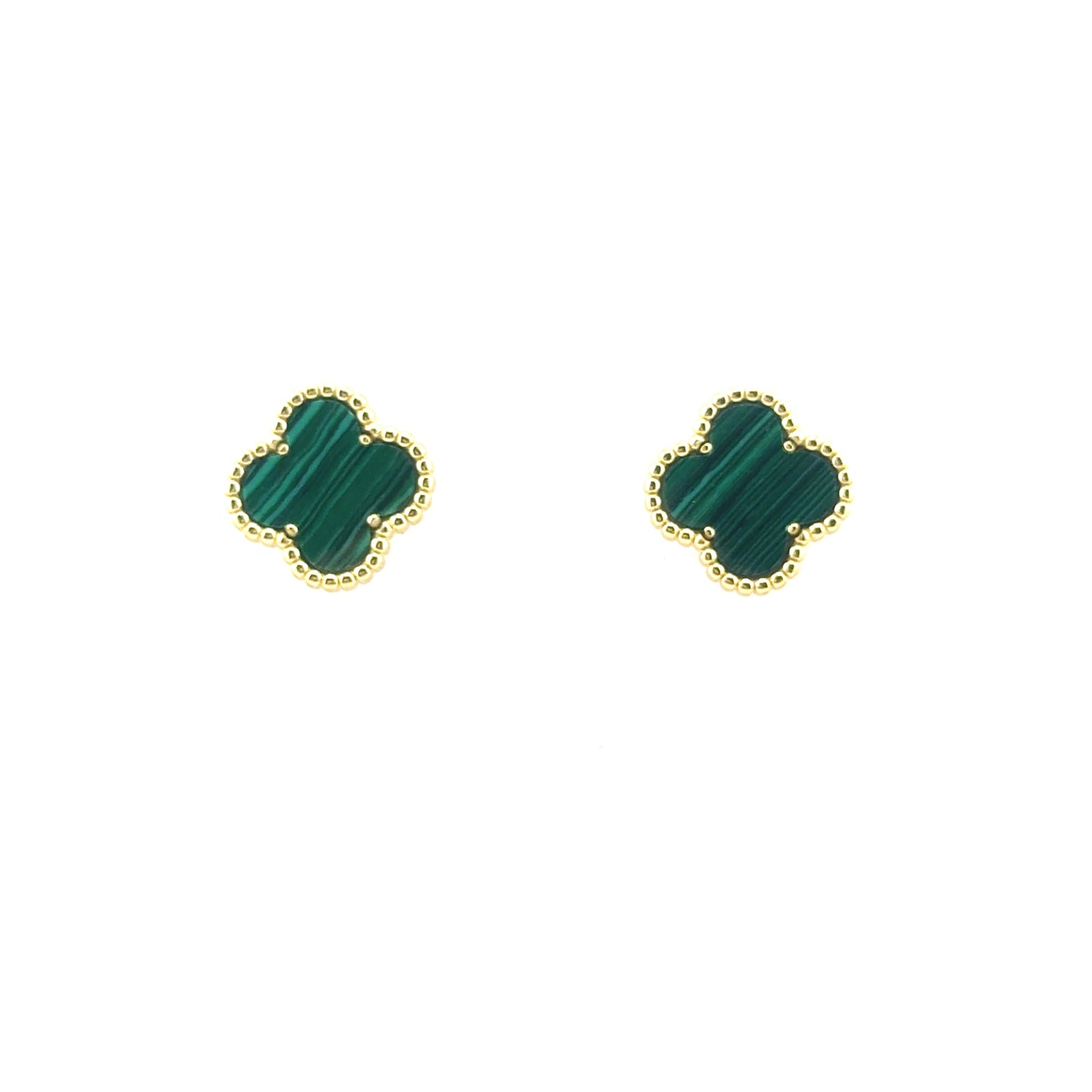 Aretes Trébol (Malaquita) en Plata