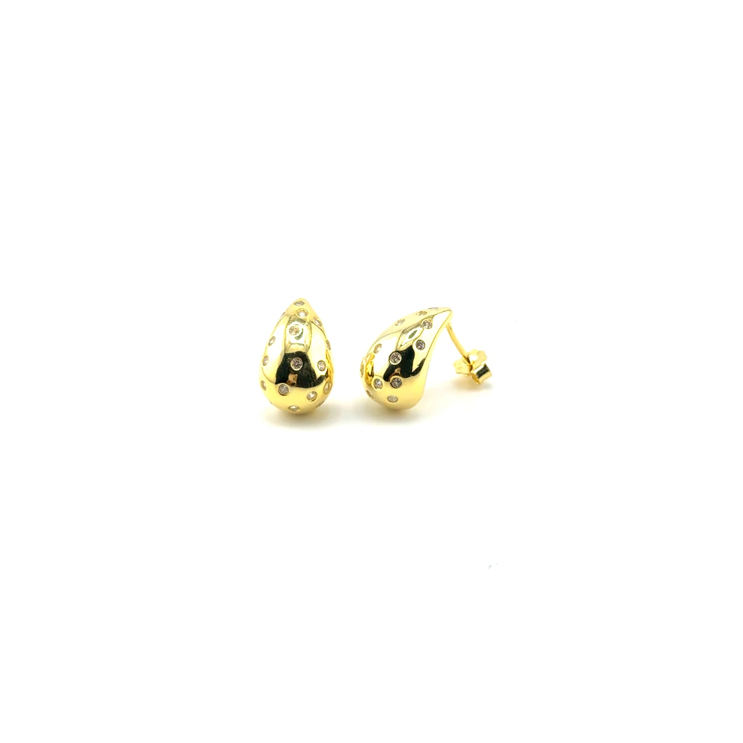Aretes (gota) en Plata (baño de oro) con Circones