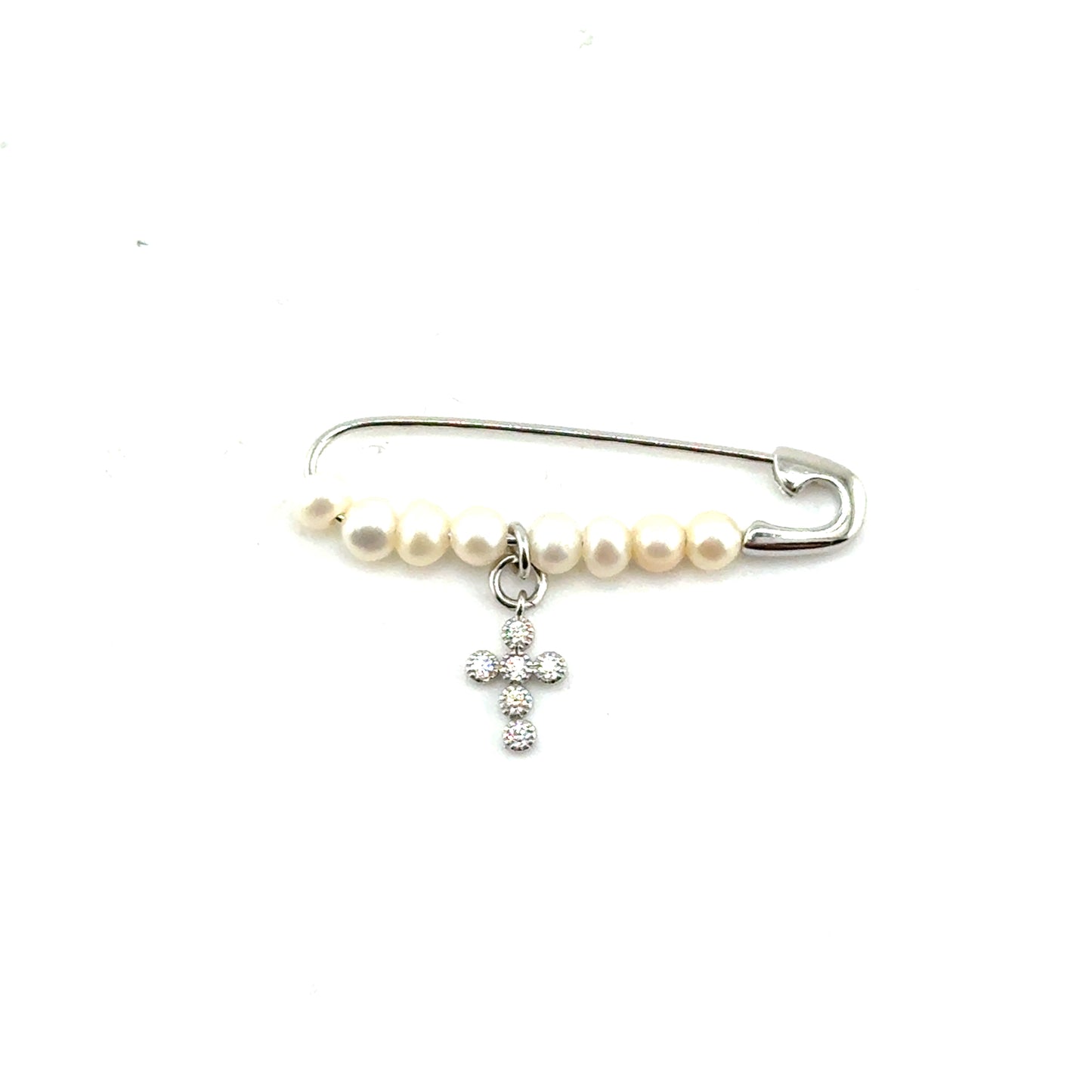 Alfiler con Perlas (cruz) en Plata