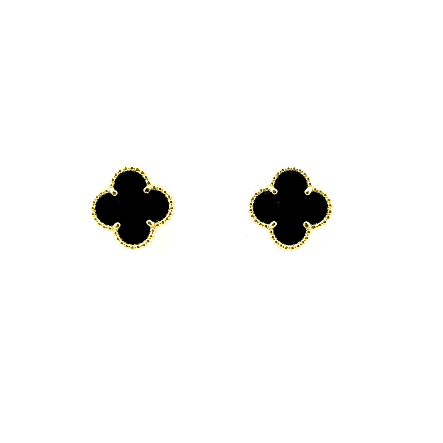 Aretes Trébol (Negro Onix) en Plata