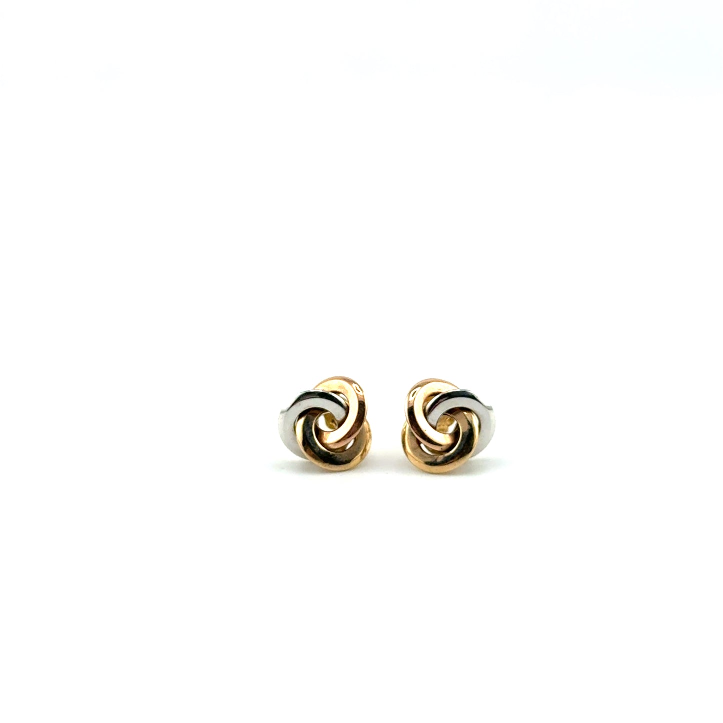 Aretes Nudo (liso) en Oro Tres Tono