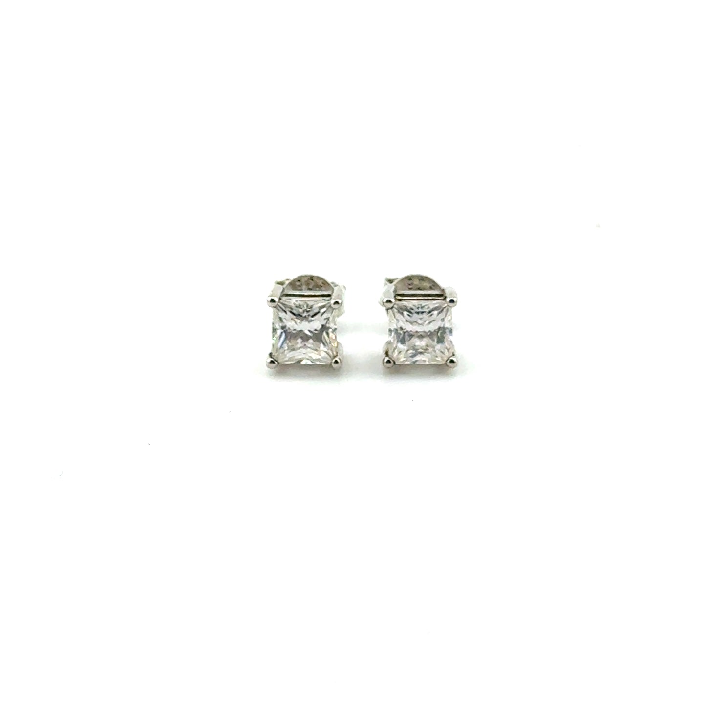 Aretes Moissanita (corte princesa) en Plata