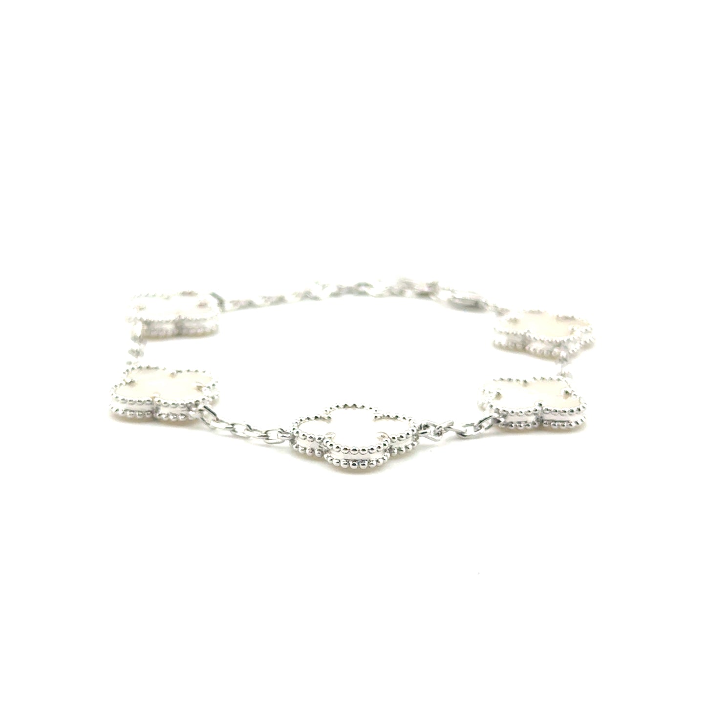 Pulsera Trébol (madre de perla) en Plata