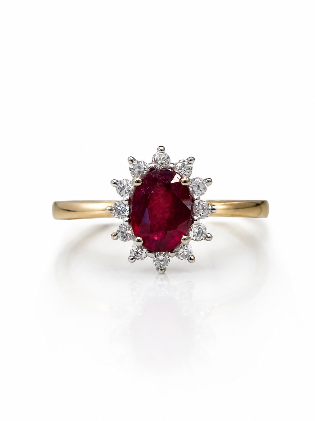 Anillo de Rubí en Plata 925 con Baño de Oro Amarillo (1.8cts)