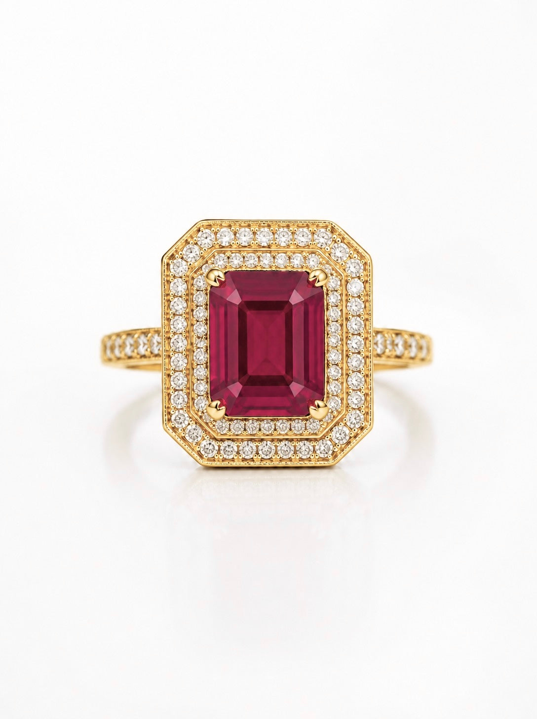 Anillo de Rubí en Plata 925 con Baño de Oro Amarillo (3.8cts)