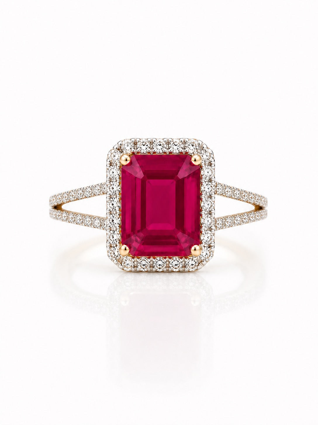 Anillo de Rubí en Plata 925 con Baño de Oro Amarillo (3.6cts)