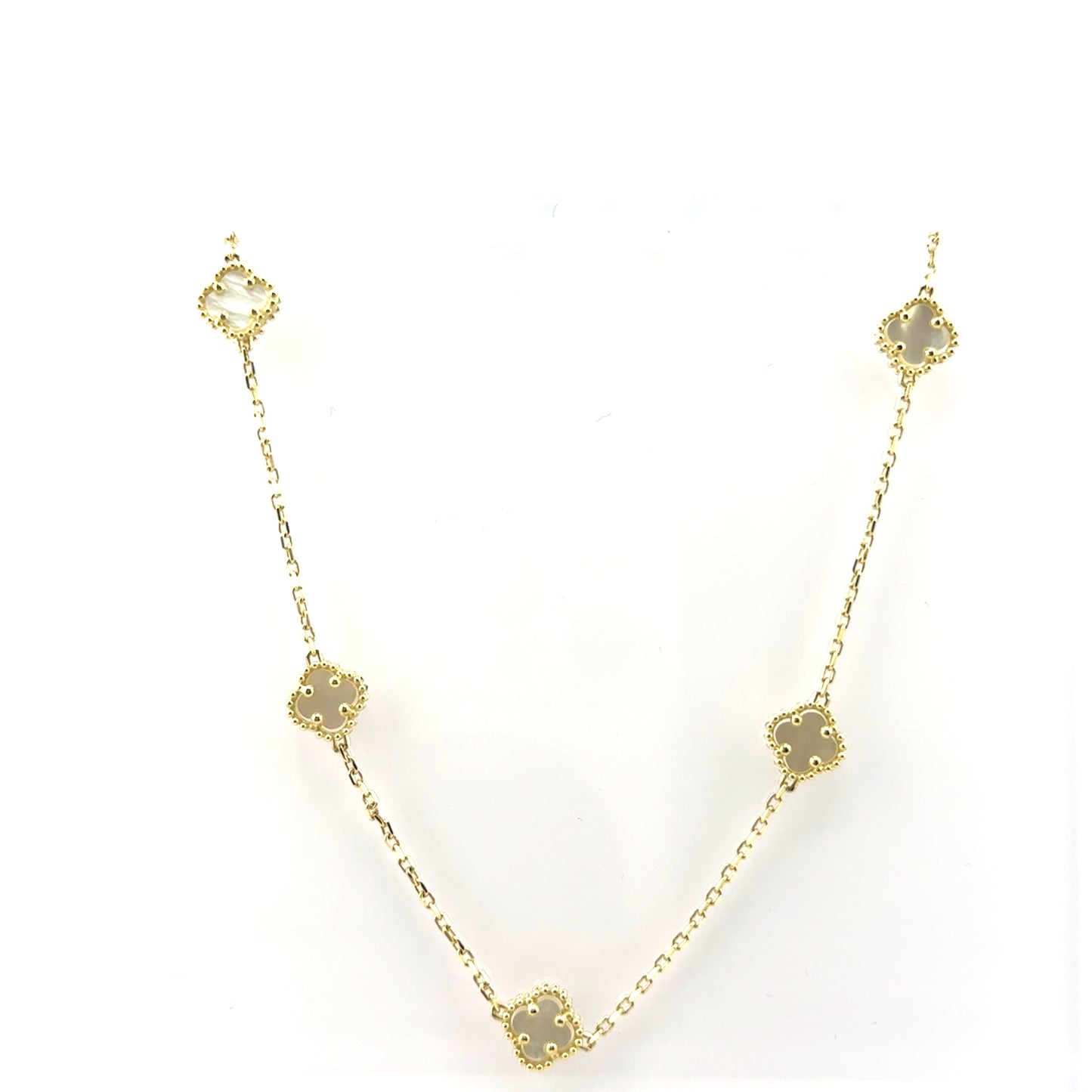 Collar Trebol (madre de perla) en Oro 10K