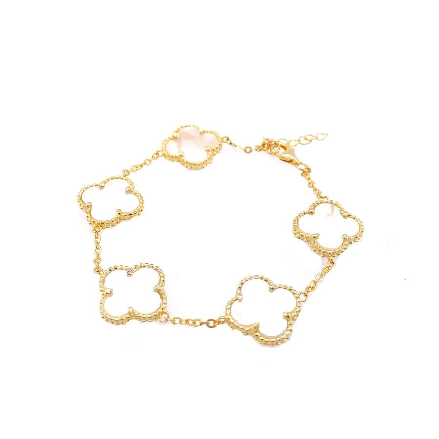 Pulsera Trébol (madre de perla) en Plata