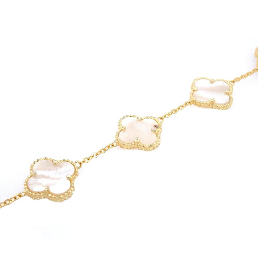 Pulsera Trébol (madre de perla) en Plata