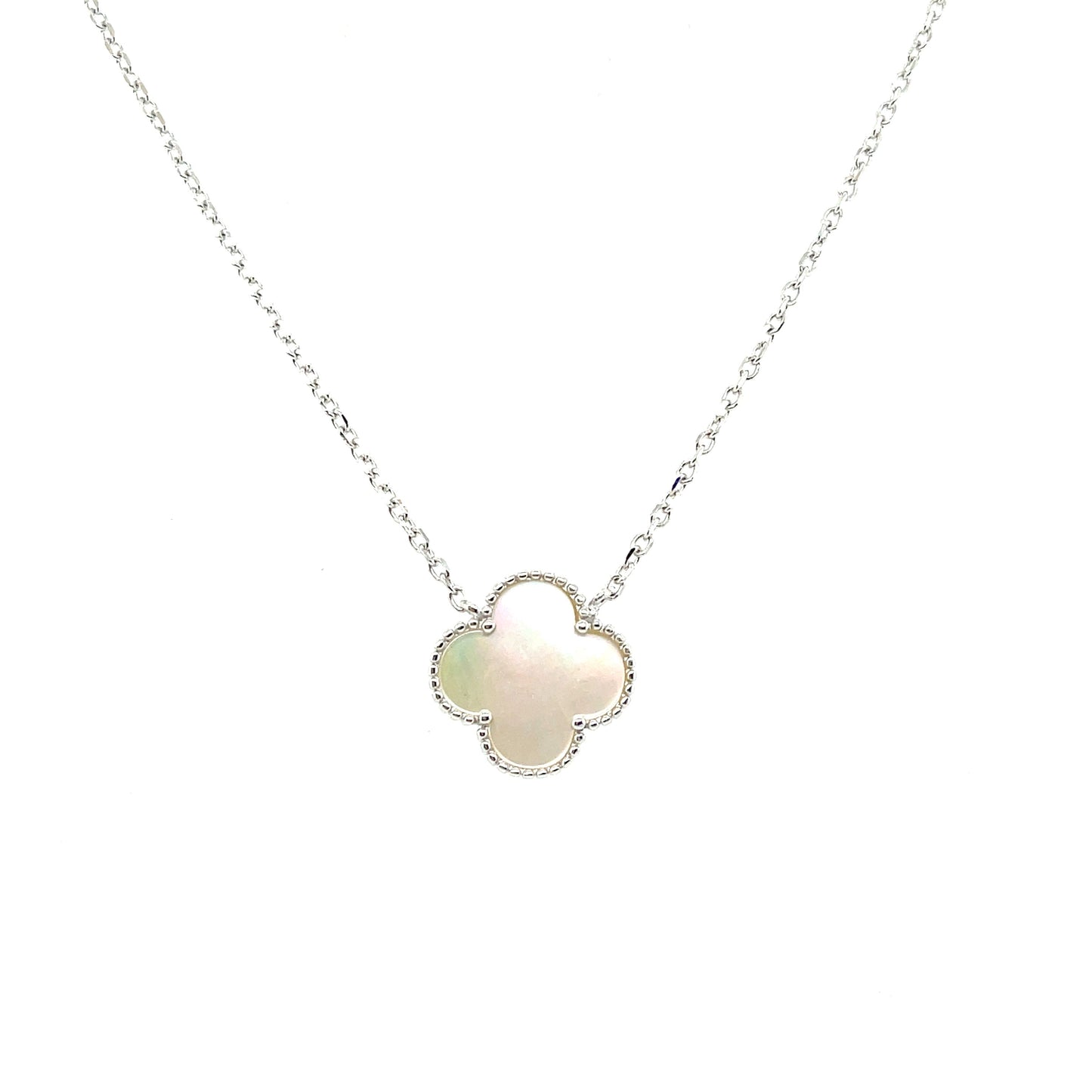 Collar Trebol (madre de perla) en Plata