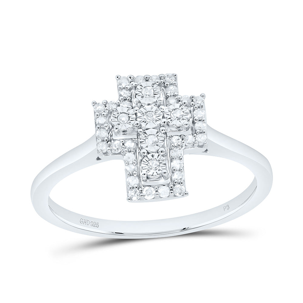 Anillo Cruz en Plata con Diamantes