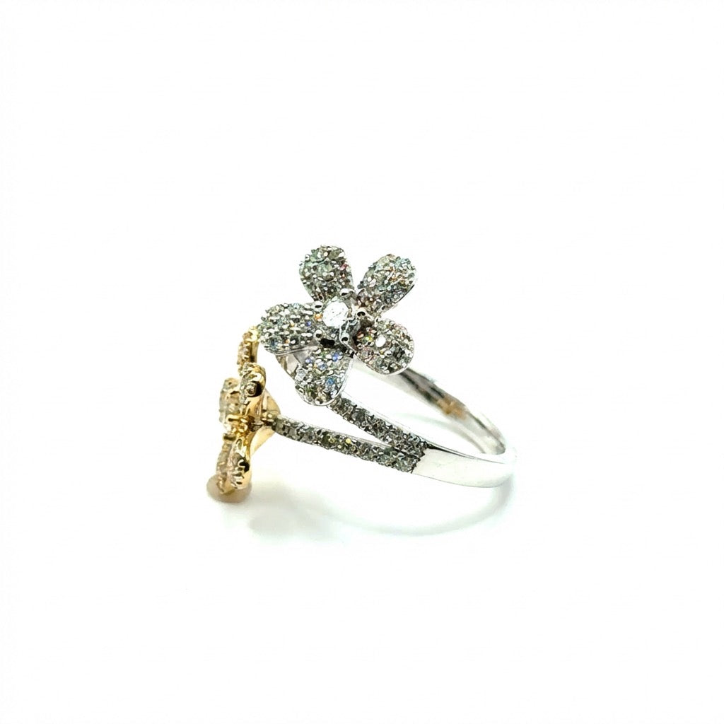 Anillo (flor) de Diamantes en Oro (dos tonos) 14K