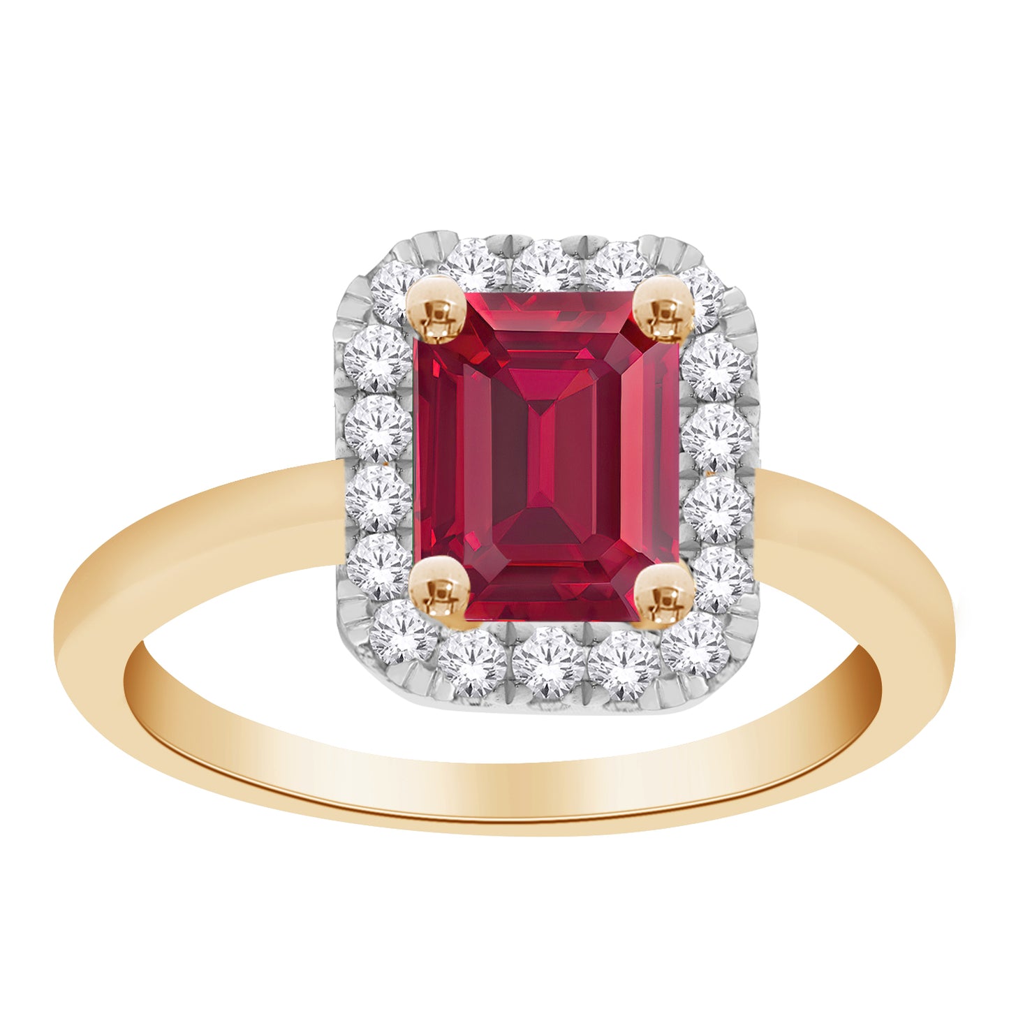Anillo de Rubi Laboratorio en Oro