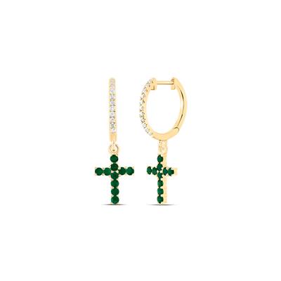 Aretes (cruz) de Esmeralda en Oro 14K