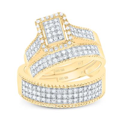 Trio de Boda en Plata 925 con Diamantes