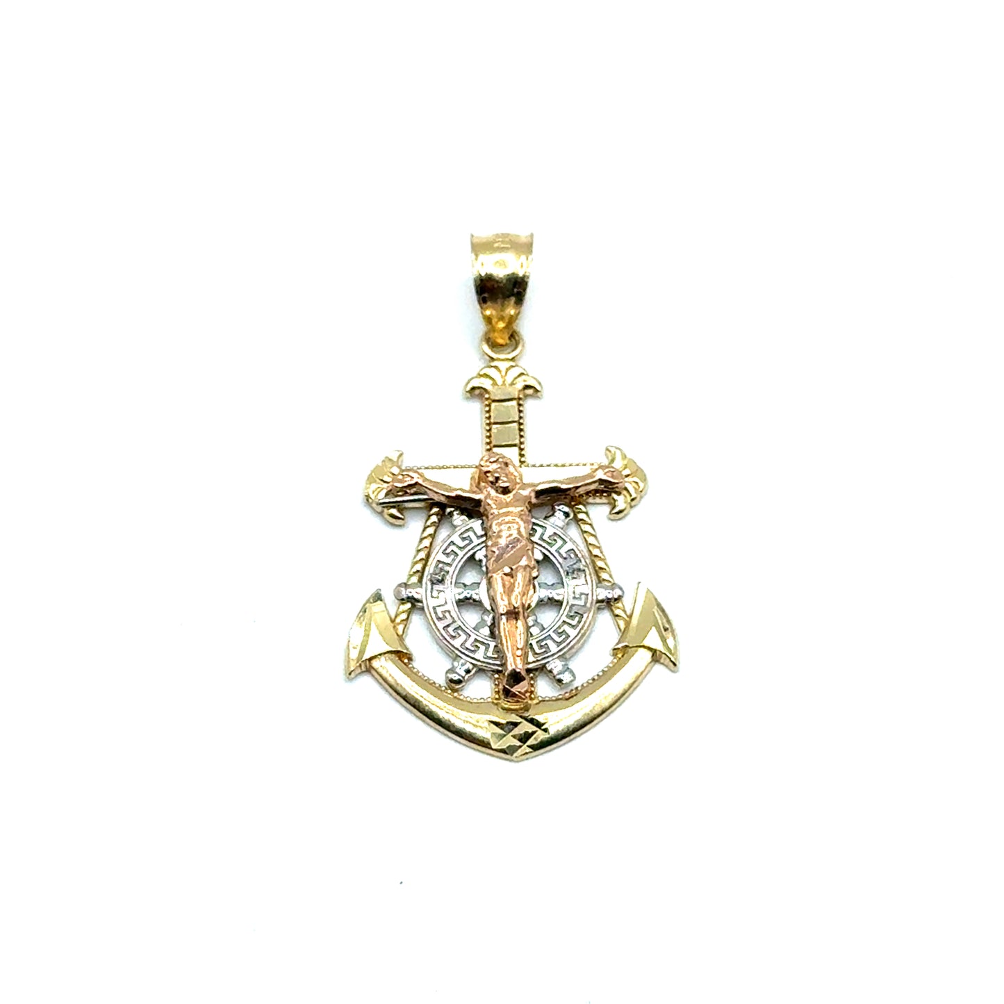 Dije (Ancla con Crucifijo) en Oro 14K