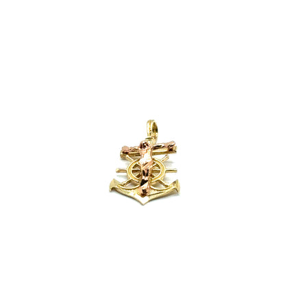 Dije (Ancla con Crucifijo) en Oro 14K