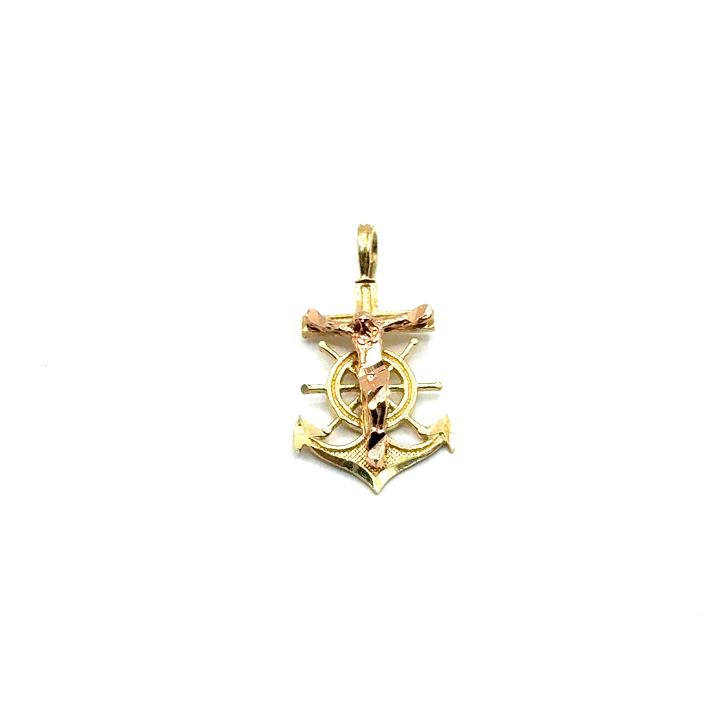 Dije (Ancla con Crucifijo) en Oro 14K