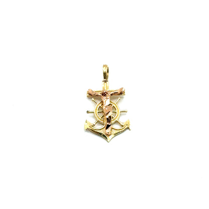 Dije (Ancla con Crucifijo) en Oro 14K