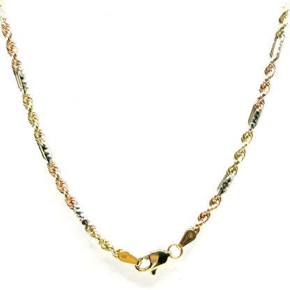 Cadena Cordon en Oro 14K (Tres Tonos)