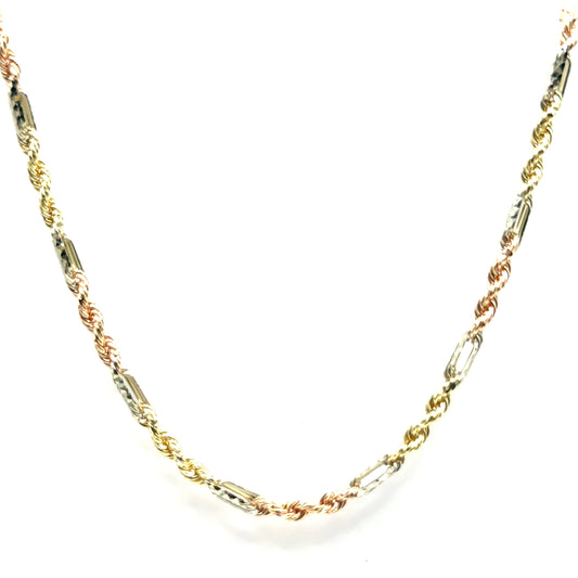 Cadena Cordon en Oro 14K (Tres Tonos)