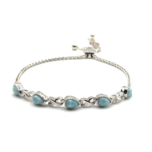 Pulsera Ajustable de Larimar en Plata 925 (2.5cts)