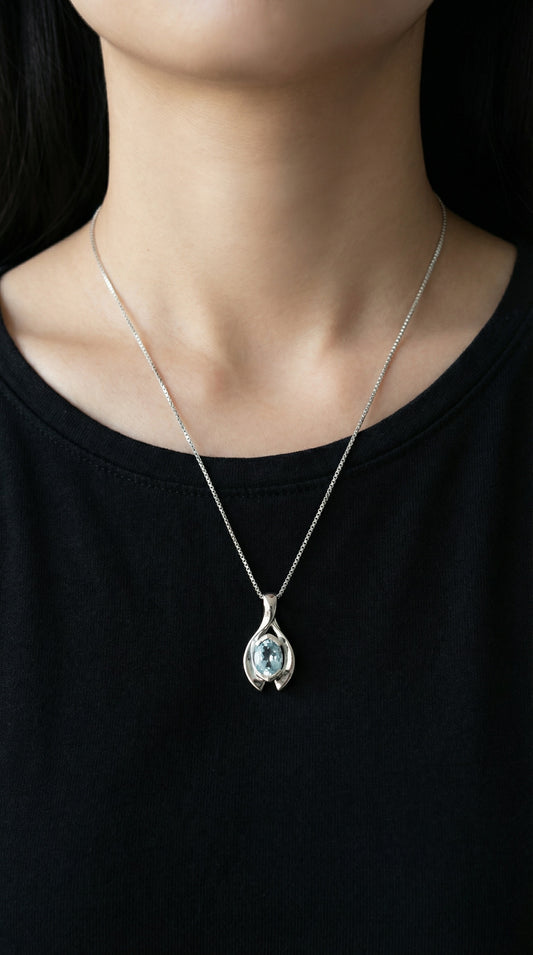 Dije de Aguamarina en Plata 925 (0.7cts)