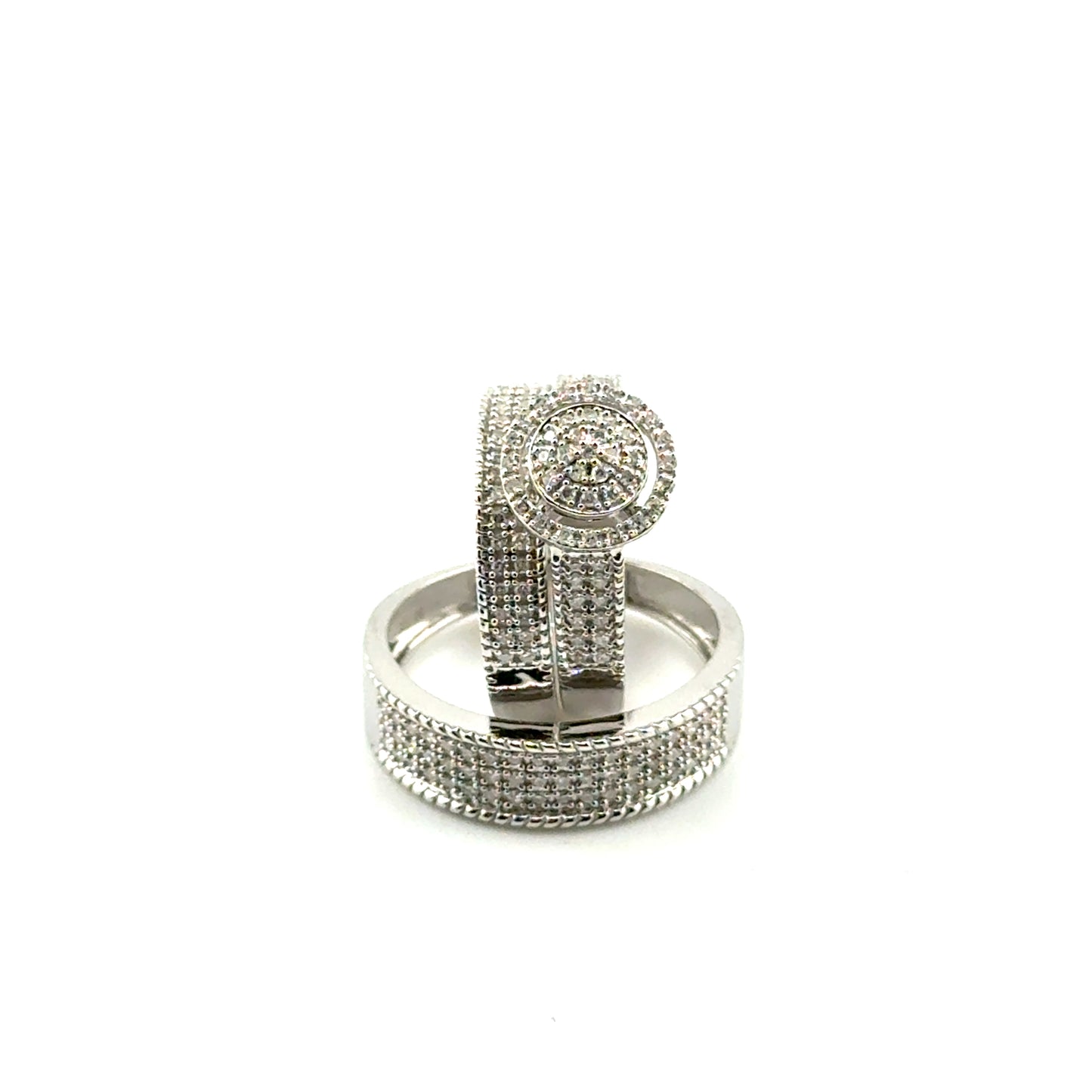 Anillo de Boda (trio) en Plata con Diamantes