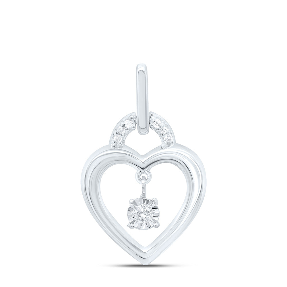 Heart Pendant in Silver with Diamonds