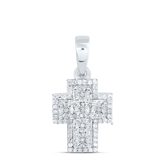 Cross Pendant in Silver with Diamonds