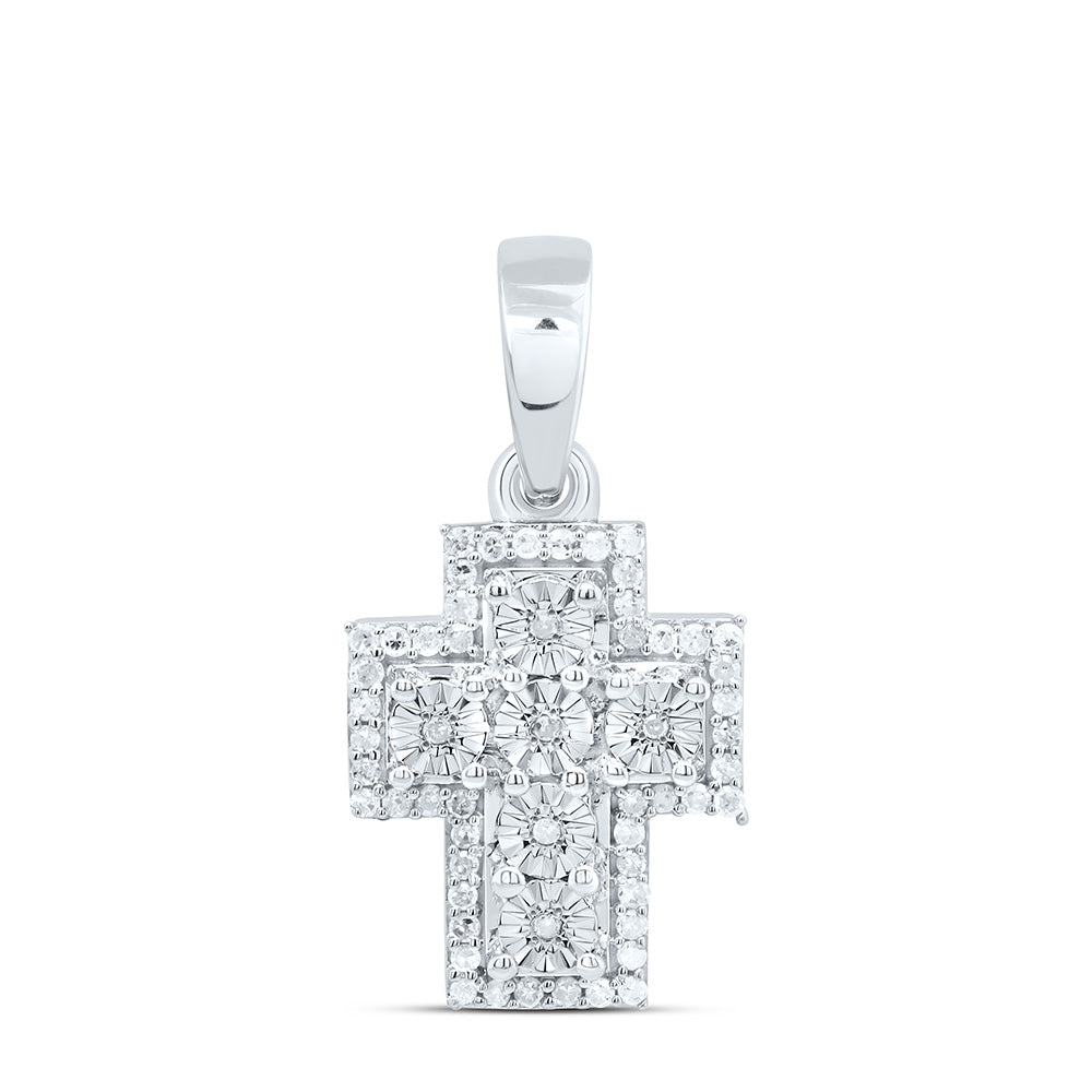 Silver Cross Ring with Diamonds