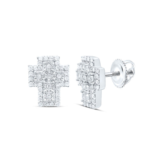 Aretes de Cruz en Plata con Diamantes