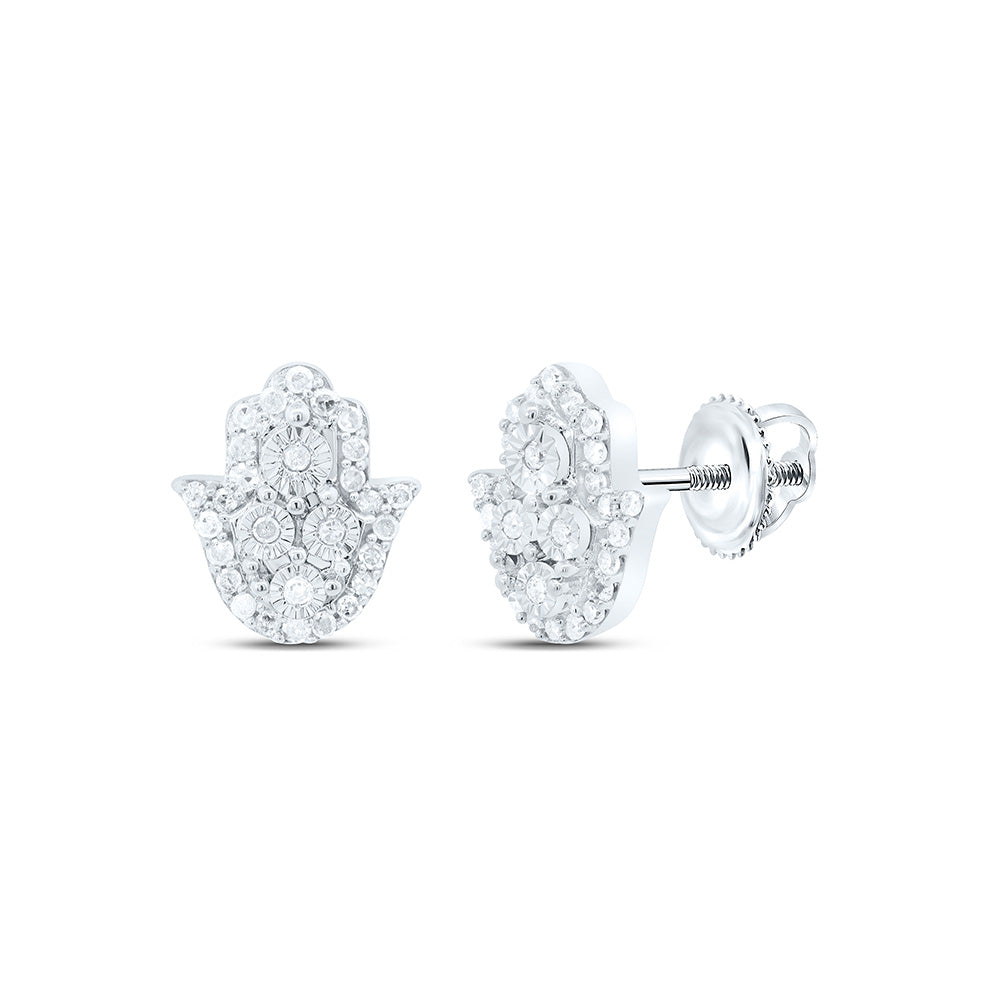 Hamza Earrings in Silver with Diamonds