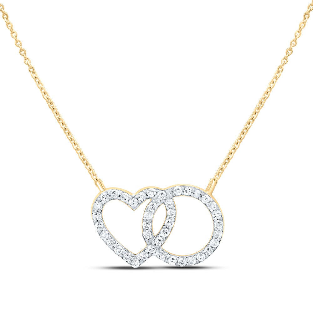 Gold Intertwined Heart and Circle Pendant