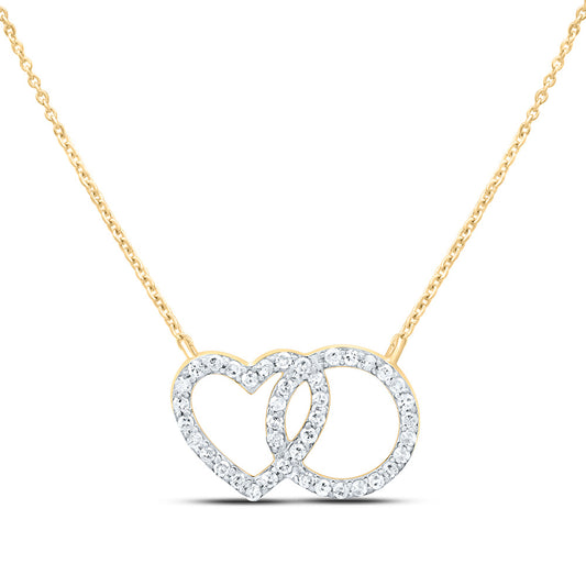 Gold Intertwined Heart and Circle Pendant